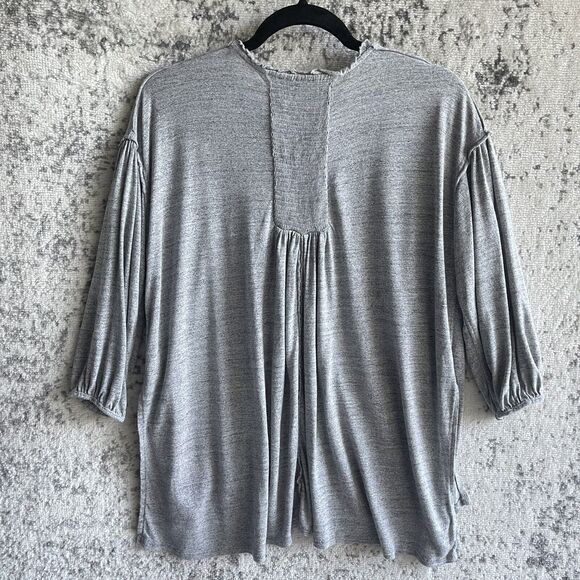 We the Free Linen Blend Boho Top Oversize XS Slouchy Keyhole V Neck Heather Knit - Picture 10 of 13